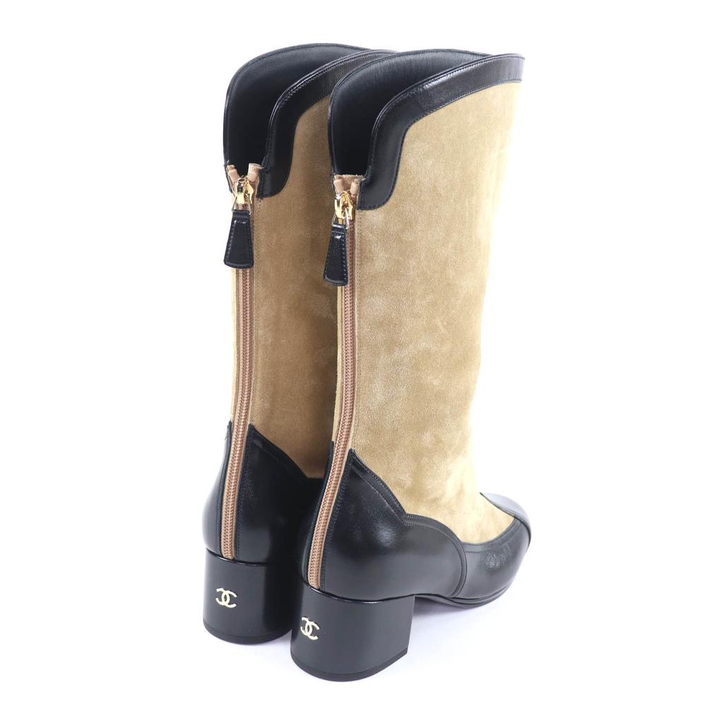 Pristine CHANEL Knee-high boots beige Suede leather Women 38 25A G46591 Used