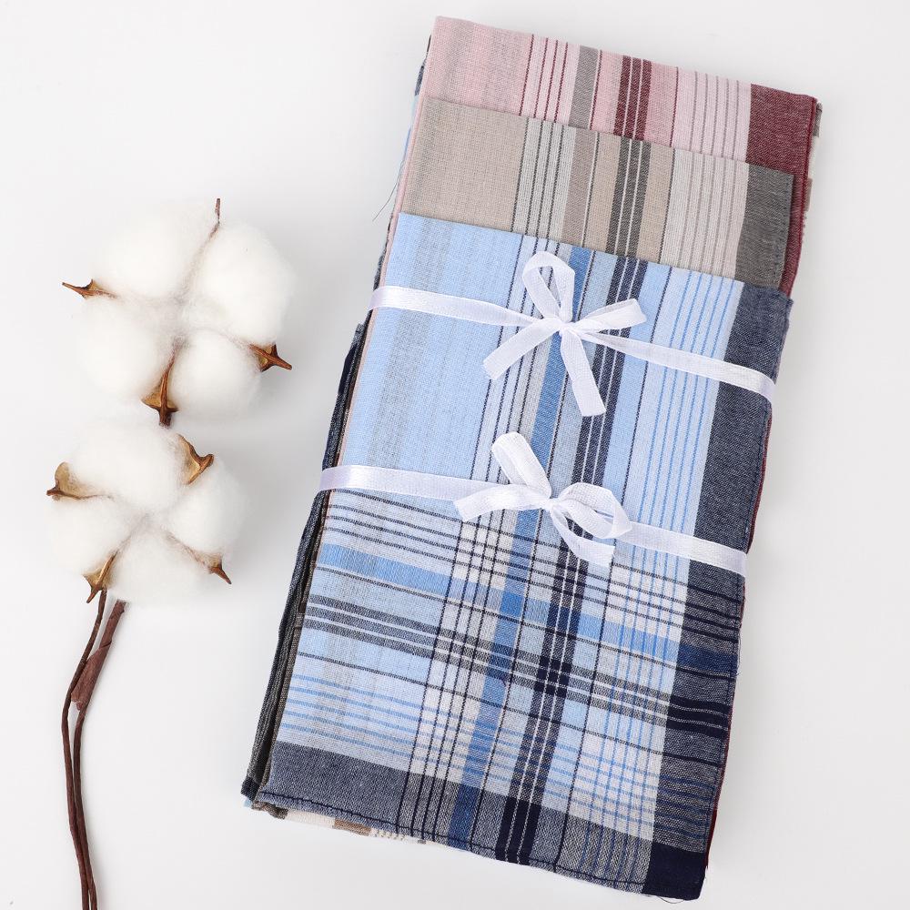 Men's Classic Plaid Pure Cotton Handkerchief for Elders - Old Shanghai Style