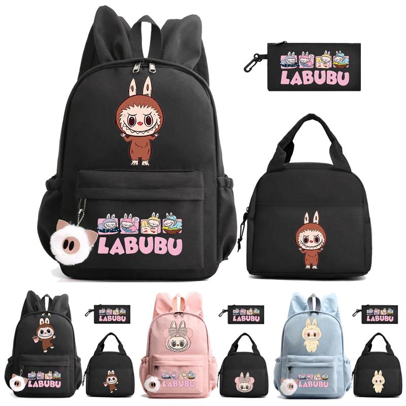 3Pcs/set Cute Printed Backpack Lunch Bag Pencil Case Children Girl Boy Mokoko Student Schoolbag Zimomo Kid Gift Mochila
