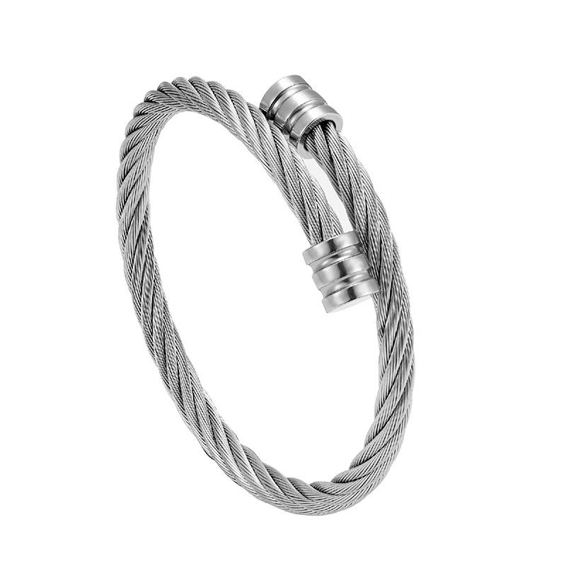 Men's Hip-Hop Punk Titanium Steel Rope Bracelet - Elastic and Fashionable Jewelry