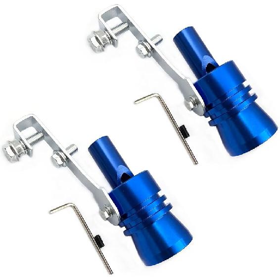DEVMO 2Pcs XL Size Aluminum Alloy Universal Turbo Sound Exhaust Muffler Pipe Whistle Car Roar Maker (XL-Black)