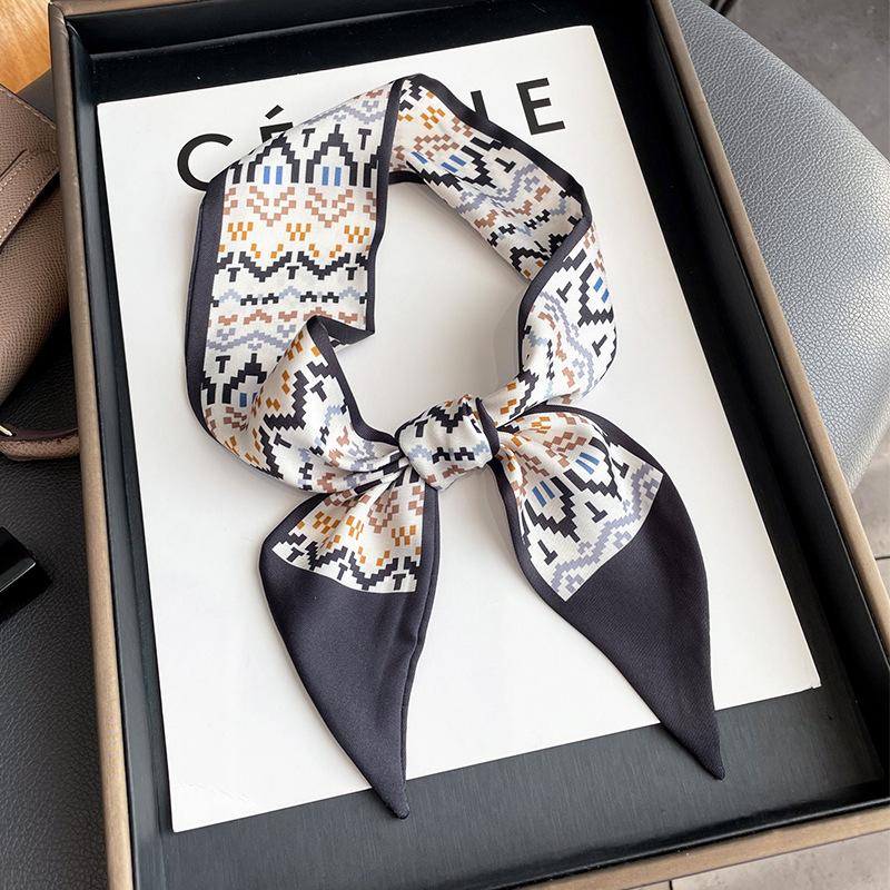 Langer, dünner Seidenschal für Damen, Haarband, Krawatte, Design-Print, Luxusmarke, Haarreifen-Accessoires, coole Mädchen-Schals, Sommer 2021