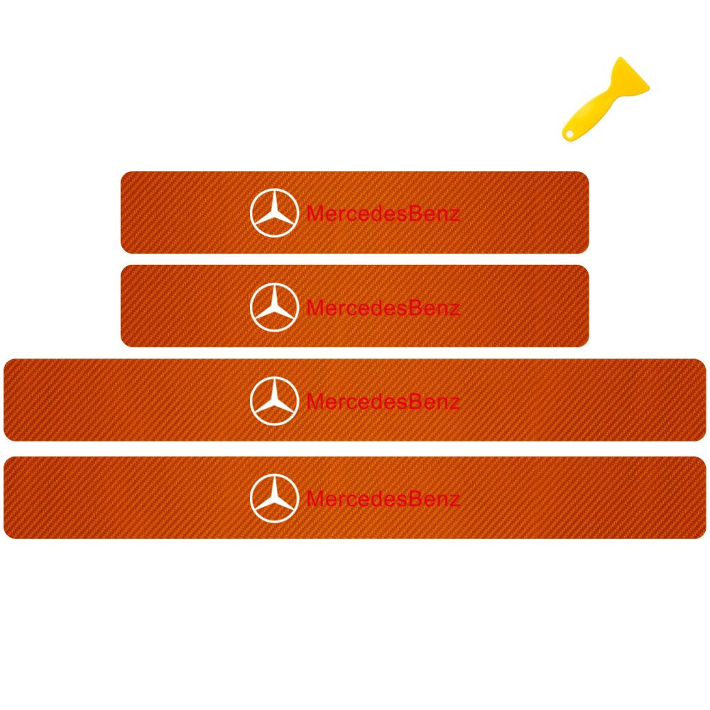 MITV3 4pcs Car Door Sill Anti-Scratch Guard Sticker For Mercedes Benz W203 W206 W212 W167 W166 W247 C E GLA GLC GLE AMG Accessories