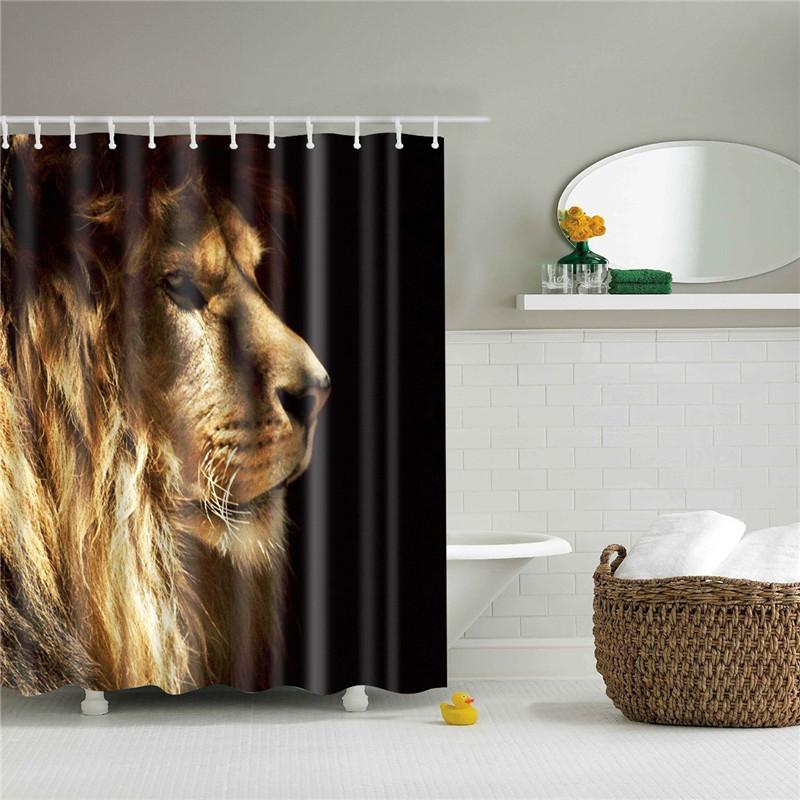 Animals Octopus Wolf Lion Seahorse Turtle Shower Curtains Bathroom Curtain Frabic Waterproof Polyester Bathroom Curtain Hooks