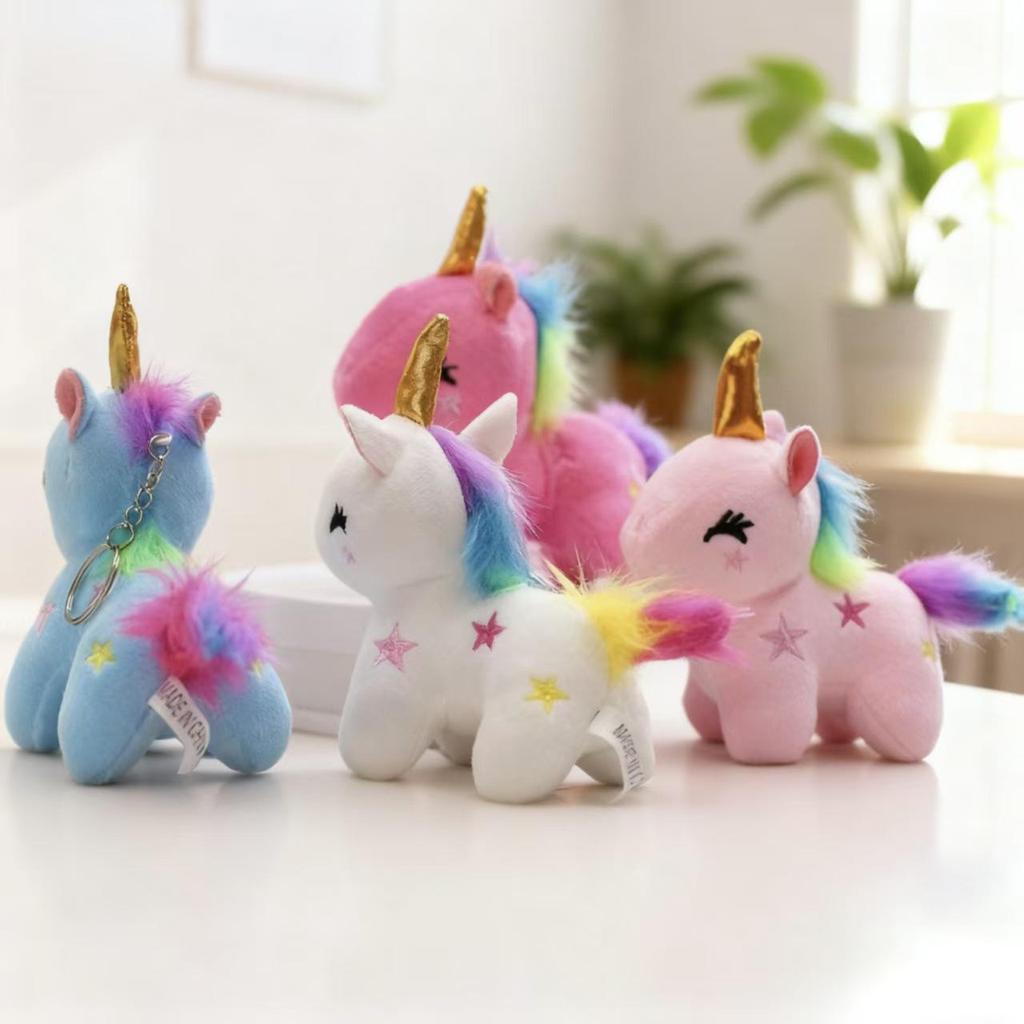 Mini Enhörning Plysch Nyckelring: Söt ponnyväskhängsmycke