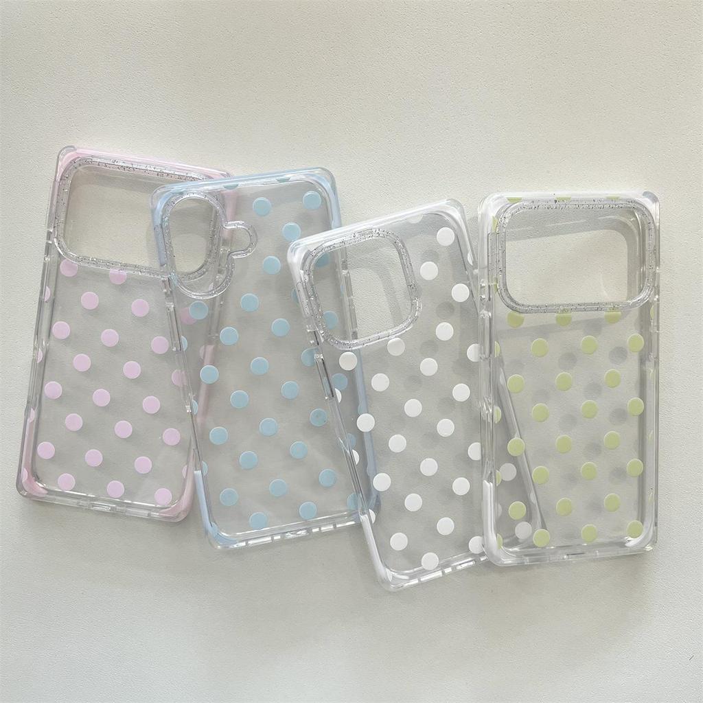Transparent Polka Dot iPhone 15 Case with Drop Protection for Apple 17/16 ProMax