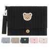 Cute Bear Embroidery Diaper Clutch Bag Foldable Quilted Diaper Pouch Multiple Pockets with Wipes Pocket Travel Essential for Mom