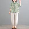 2025 Korean Plus-Size Retro Print Two-Piece Set for Women