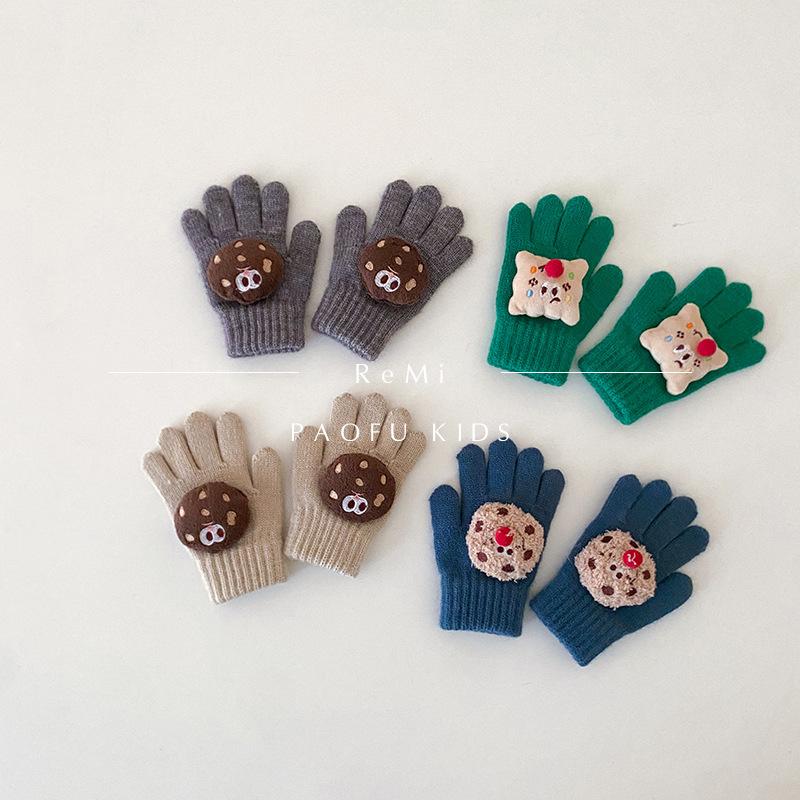 Guantes Infantiles Coreanos Nuevos de Invierno Ins Dibujos Animados Dedos Divididos Cálidos de Punto Cinco Dedos Guantes de Moda para Niños y Niñas