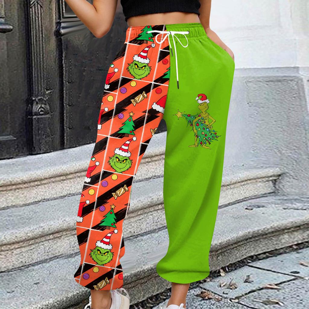 Women's Casual Fashion Christmas Printed Casual Sweatpants Elastic Waist Drawstring Pants