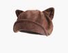 Autumn/Winter Japanese Cute Bear Ears Suede Octagonal Painter Hat - Women's Simple, Versatile & Face-Flattering Design