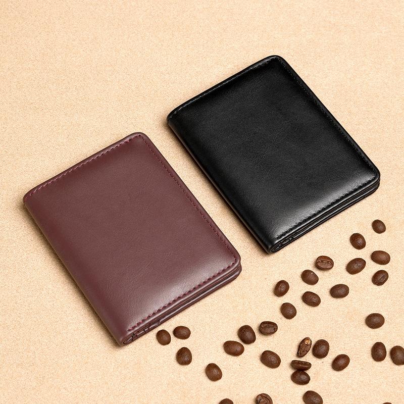 Black Brown Ultra Thin PU Leather Mini Small Wallet Men's Multi Card Slot Purse Business Credit Card Bank Card Case Holder
