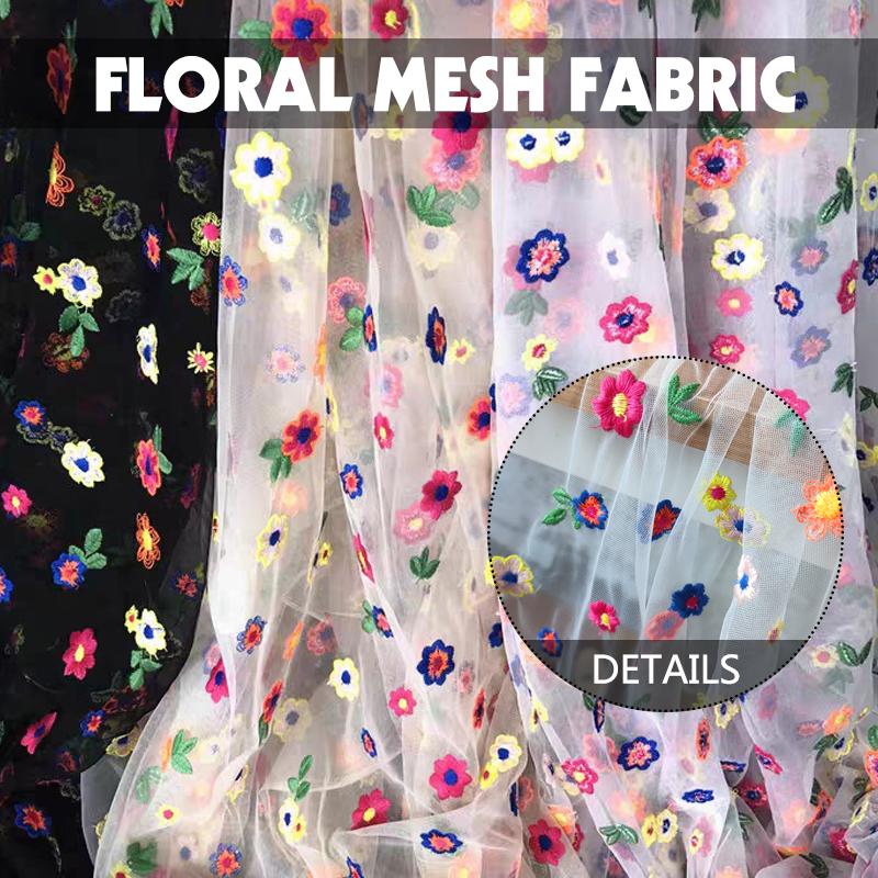 1 Yard Lace Tulle Embroidery Fabric Flower Mesh Voile Floral Embroidery Fabric For Diy Sewing Dress Skirt Curtain Decor