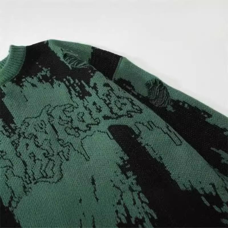 Unisex Streetwear Crewneck Sweater Loose Fit Knit Pullover Women Men Casual Urban Fashion