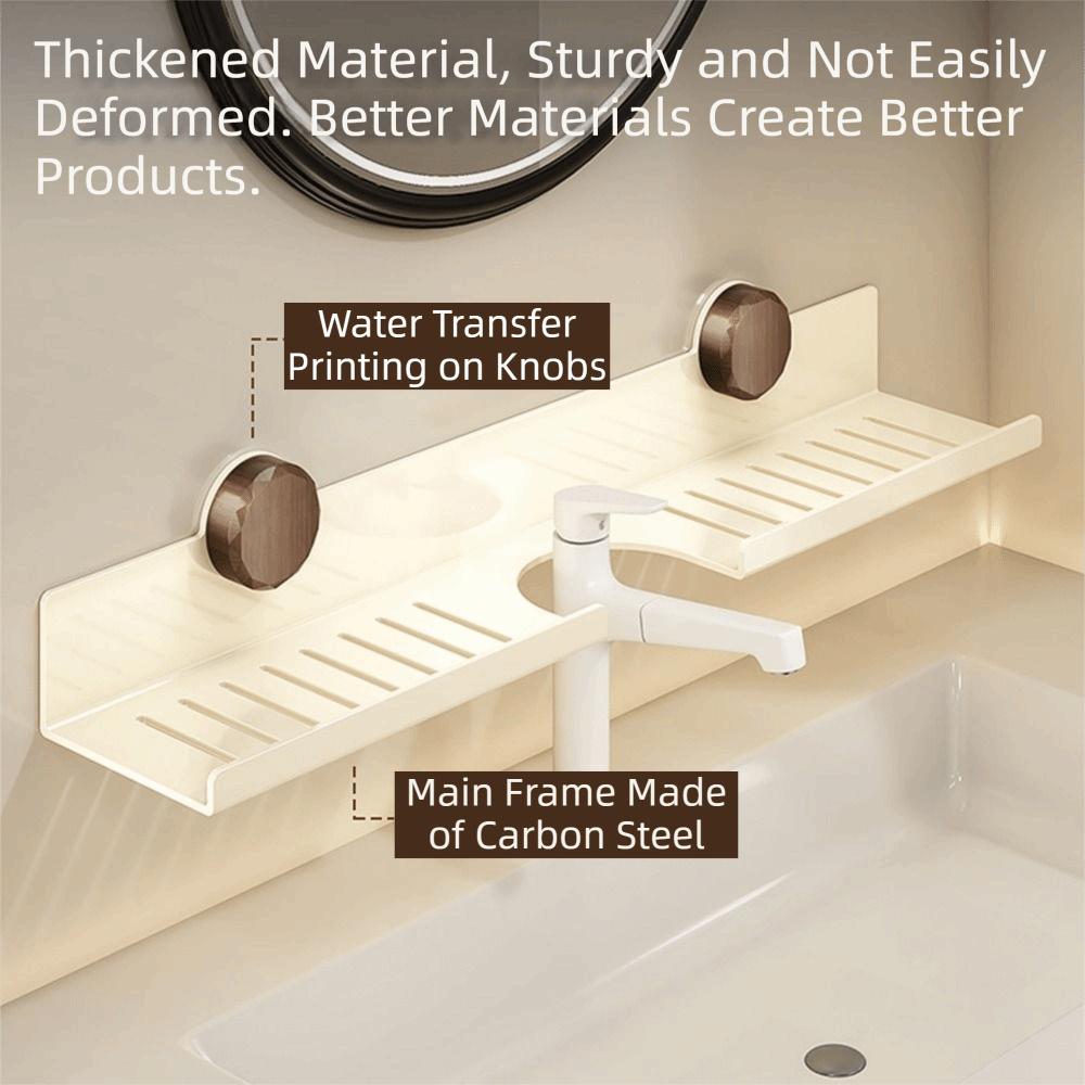 Wall Mounted Kitchen Floating Shelf Organizer Suction Cup U-Shaped Storage Rack  Washbasin