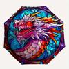 Stained Dragon Wall Art: Vibrant Fantasy DecorUmbrella, Portable 3-Fold Compact Umbrella,Christmas Gift ES476
