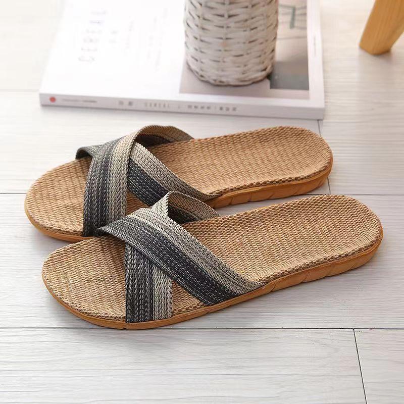 Fashion Trendy Linen Women's Slippers 2024 Summer New Design Sense Breathable Flat Bottom Anti Slip Wear Casual Slippers Zapatos Mujer