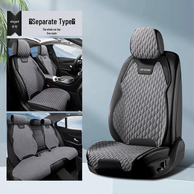 Breathable All-Season Linen Cotton Car Seat Cushion Cover, Universal Fit