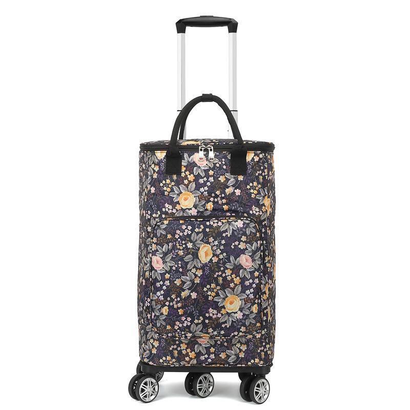 Folding Portable Grocery Shopping Cart with Bag - Household Supermarket Trolley