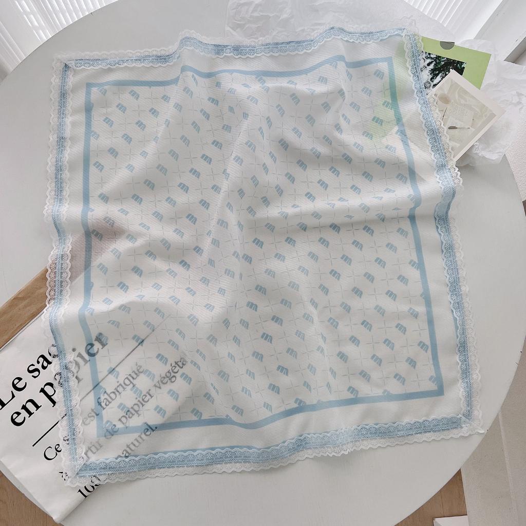 Versatile Decorative Lace Small Square Scarf Silk Scarf Female Simple Temperament Small Scarf