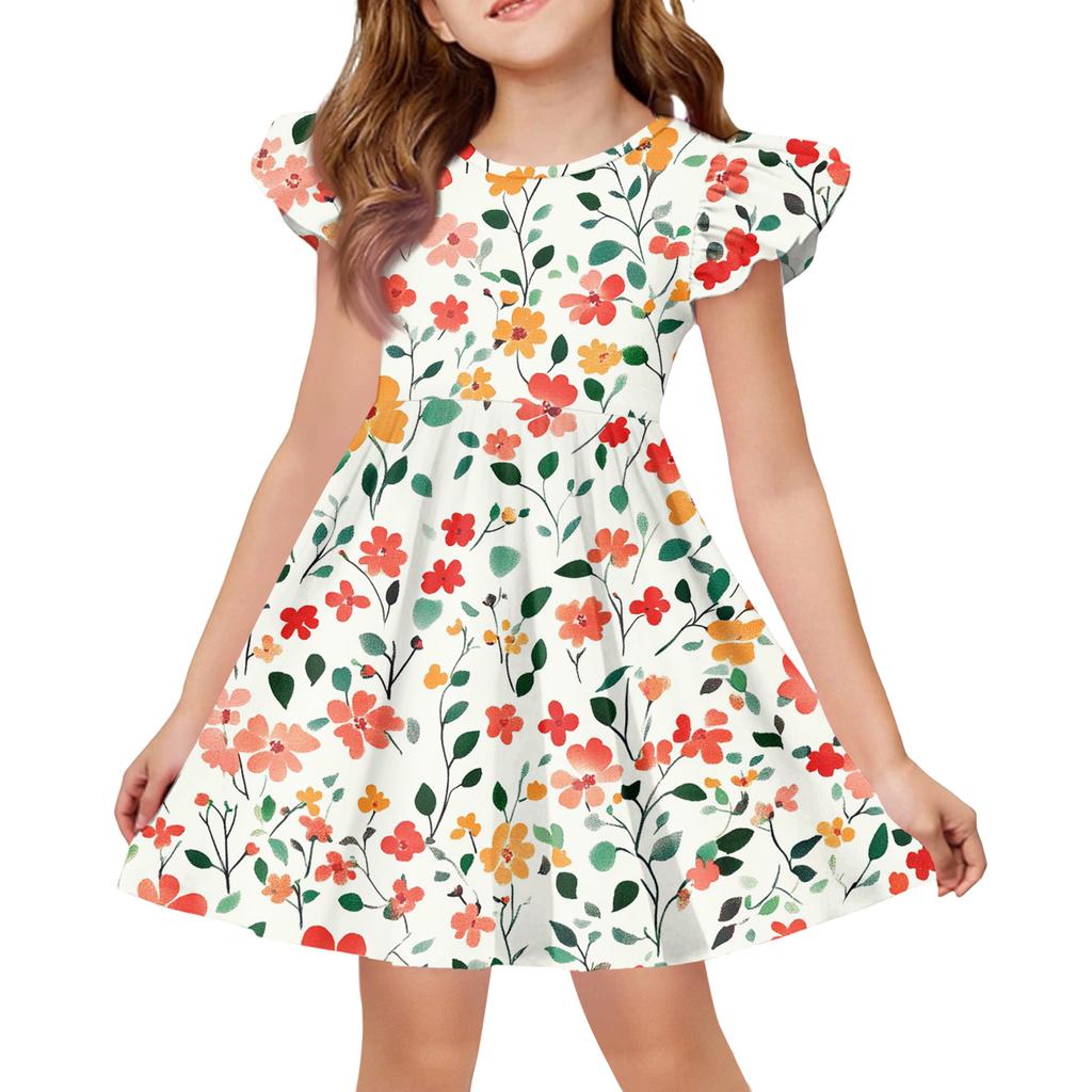 Girls' Summer Princess Dress , A,Line T,Shirt Dress Easter Day