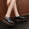 British Style Patent Leather Wedge Casual Single  Women's Versatile Platform Muffin Shoes 2025 Autumn Small Leather Shoes HZB