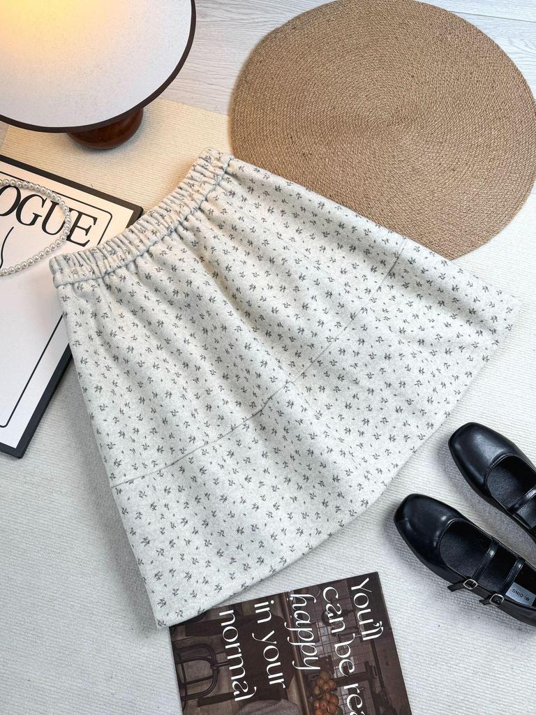Koreanischer Floral Wollrock - Dick, Flauschig und Verjüngend für Herbst/Winter
