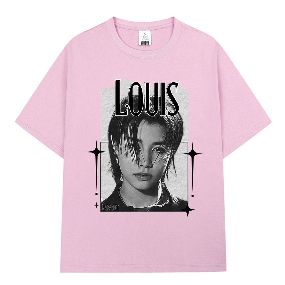 Korean Kpop Hip Hop Group Lngshot LOUIS Tshirt Unisexs Women Clothing Fashion Oversized Cotton Casual Short Sleeve Tops Fan Gifts