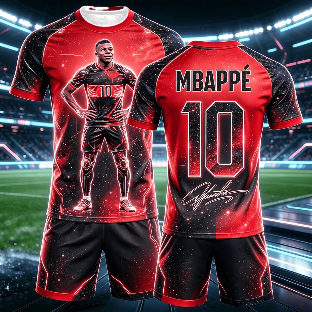 Summer Football Short Sleeved Set Fashionable Comfortable Loose Soft Breathable Printed T-shirt 3D Printed Sports Casual Outdoor Daily Sport Wear
