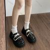 2026 Frühling Herbst Leder Mary Jane Schuhe Doppel-Schnallenriemen Spitze Dekor Plateau Loafer Klobige Runde Spitze Freizeit Lolita Schuhe