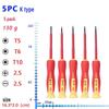 5-Piece Insulated Electrician's Screwdriver Set - Magnetic, Torx, Phillips, and Slotted