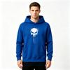 Men's Long Sleeve Pullover Hoodie, White Skull Print Casual Sweatshirt for Daily Wear