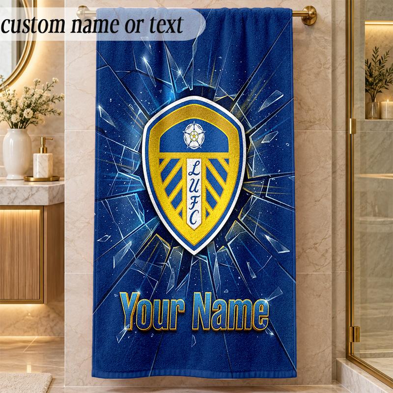 Beach TowelLeeds United Custom Name Text Personalized Soft Towel for Beach Pool Indoor Home Decor Gift