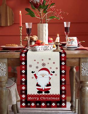 Christmas Linen Napkin Santa Claus Snow Table Runner Suitable For Family Dinner, Party Kitchen Restaurant 33*180cm Table Runner