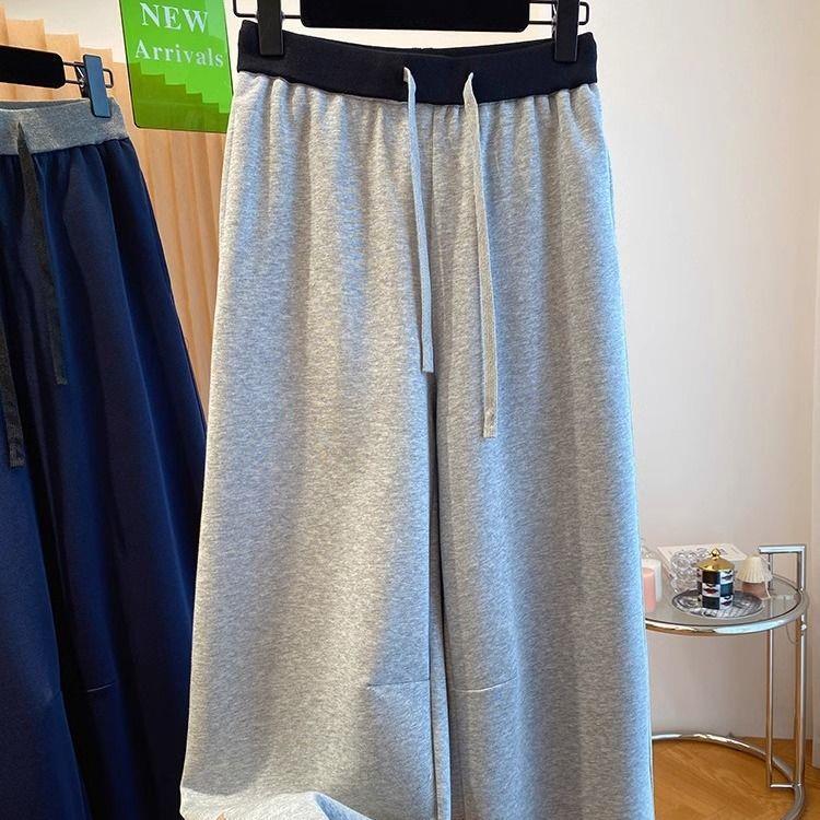 

Women s Plus Size Fleece-Lined Drawstring Joggers - Slimming Straight Leg, Loose Fit, Versatile Casual Sweatpants (2026) 2XL for 160-200 Jin серый