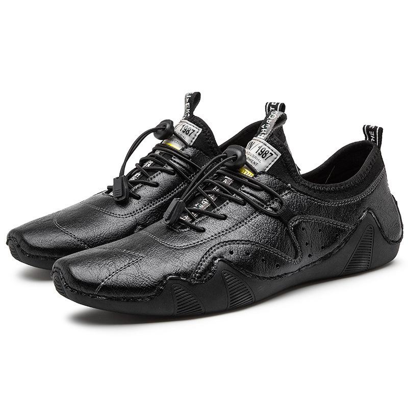 Lässige Lederschuhe Übergröße Herrenschuhe Frühling und Sommer neue Herren Mikrofaser Freizeitschuhe Britisch Live-Übertragung bequem