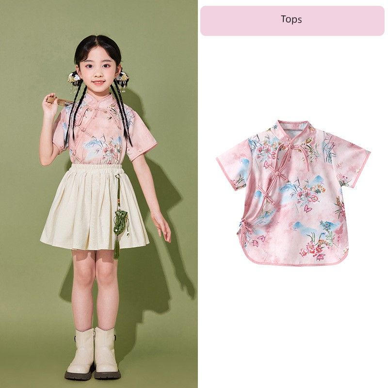 

Детский костюм для выступлений в китайском стиле, одежда ханьского стиля для ученика начальной школы, костюм для выступления детского сада, чирлидинг, хор Women s Tops 100cm