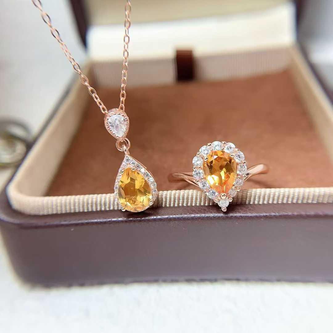 Элегантное кольцо с цитрином из стерлингового серебра S925 - Стильный и простой дизайн Pendant