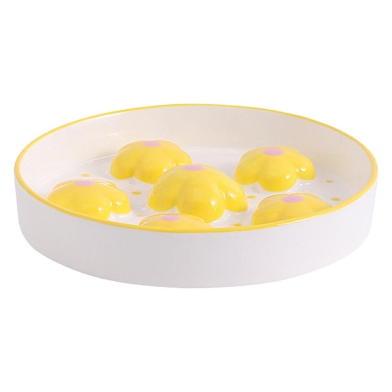 Miska dla kotów wolno jedzących, ręcznie rysowana, kwiatowa sztuka promuje bezpieczne karmienie Dropshipping