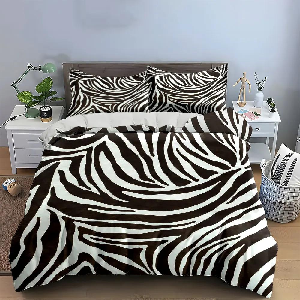 Zebra Pattern Three-Piece Set Multiple Sizes Kid's and Adults' Bedroom Exquisite 3PC Bedding Set Gift