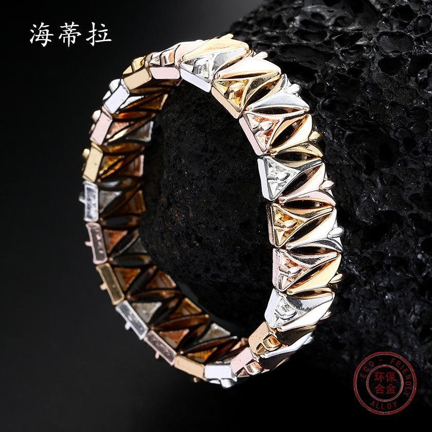 New Three-color Angel Splicing Environmentally Friendly Alloy Elastic Bracelet, Versatile Jewelry