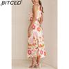 BITCED Sleek and Sophisticated Women's Sleeveless Strappy Printed Satin Dress