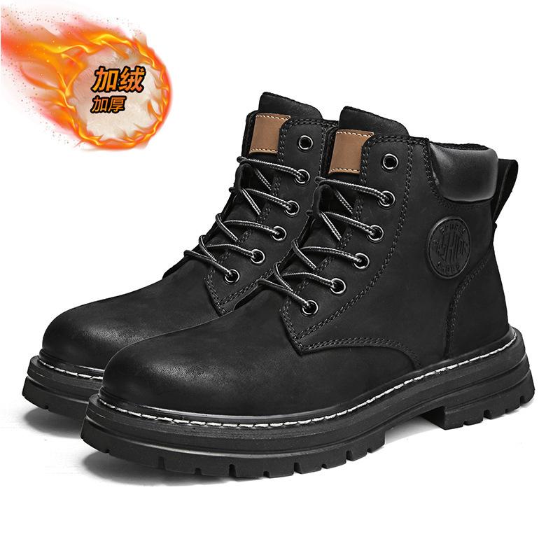 

Чоловічі чоботи Мартін, британські високі туфлі для взуття на відкритому повітрі, пара черевиків у пустелі, ретро-черевики з коров’ячої шкіри та ревеню 45