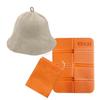 Sauna Hat Made of Towel Fabric for Men and Prevents Hair Includes Sauna Mat [Vivrella] Women, Soft, Double-layered, Washable, Damage, (beige/orange