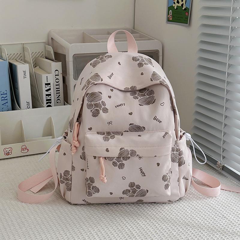 Women's Bear Printed Backpack Student's Lightweight Schoolbag