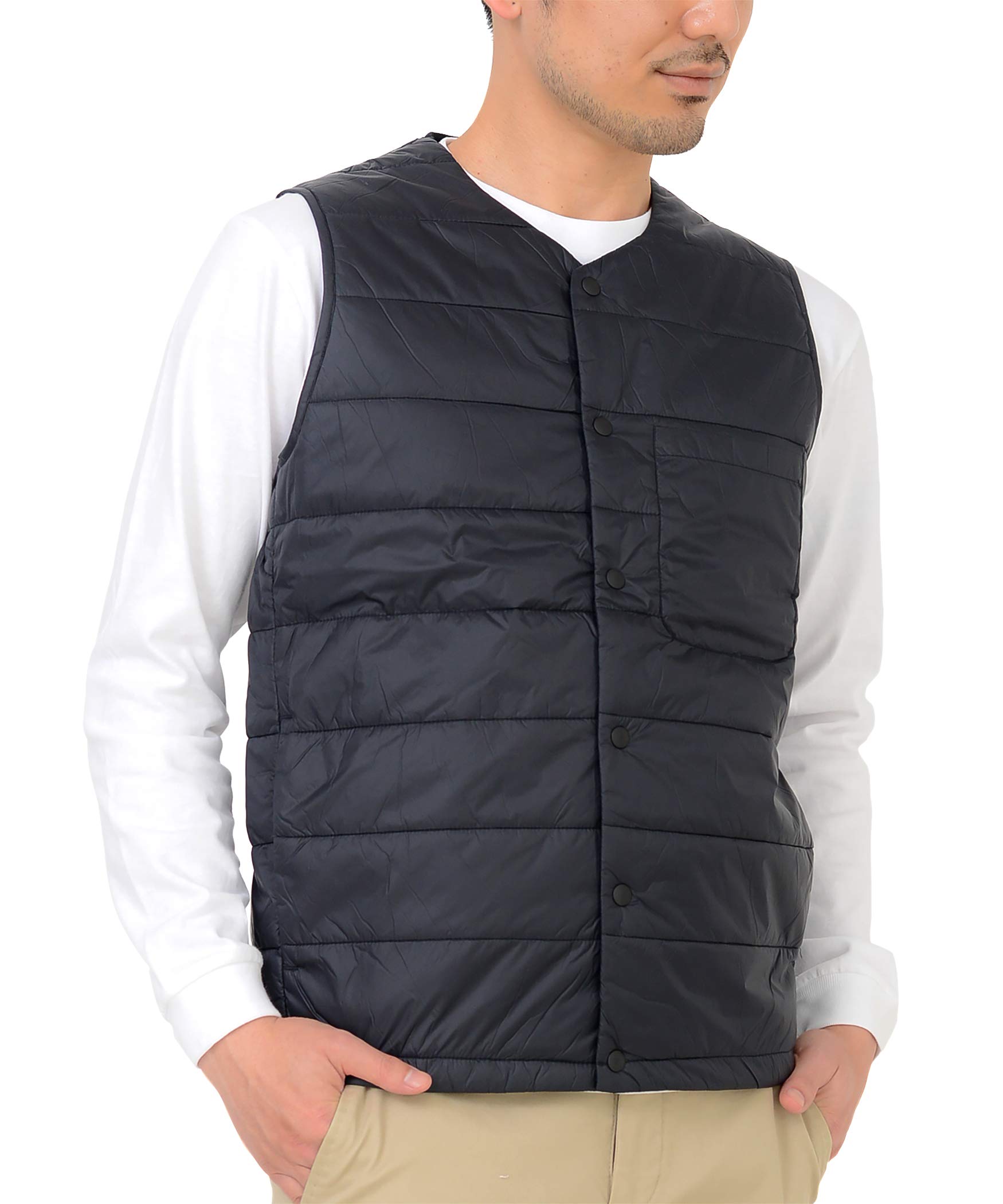 

T-Shirt.ST Padded Inner Vest, Solid Color, Side Pockets, Black, Size S for Men and Women