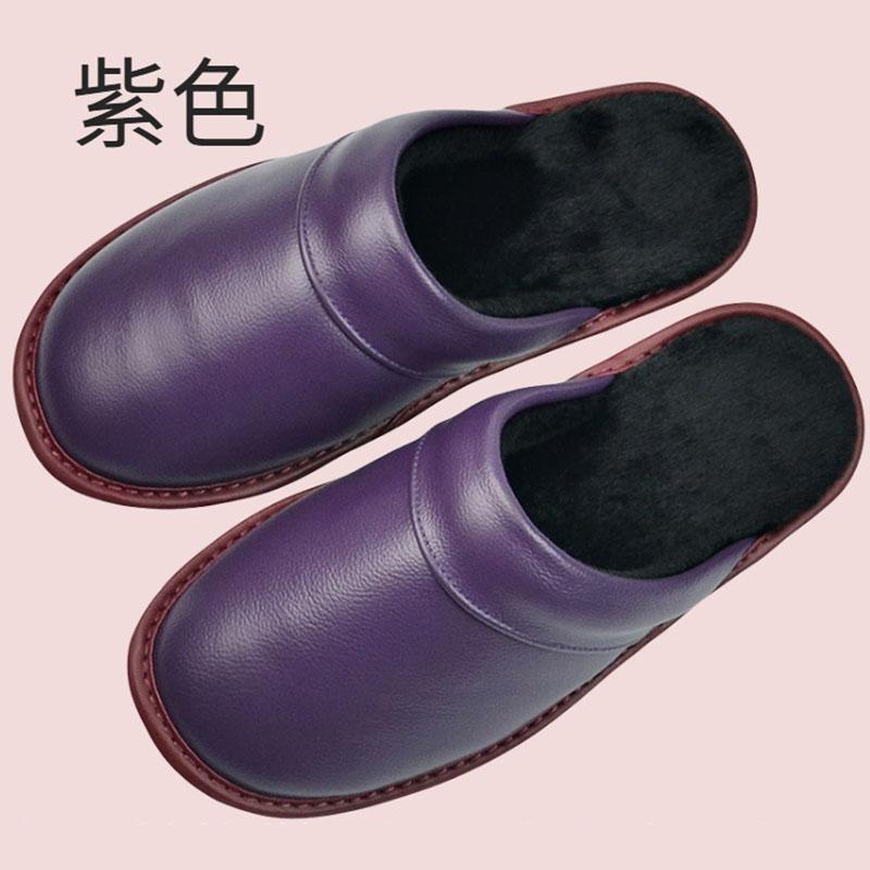 

Тапочки из натуральной коровьей кожи, льняные тапочки для дома, хлопковые тапочки для дома, весна-осень, для мужчин и женщин, для пожилых людей, нескользящие, повседневные, одинарные 30 fit 45-46 yards фиолетовый