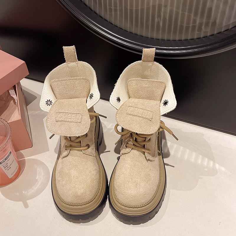 

Ботинки Мартин на толстой подошве, женские ботинки в стиле локомотив 2025 осень-зима новая ретро старый британский стиль модные универсальные короткие ботинки 40 темно-коричневого