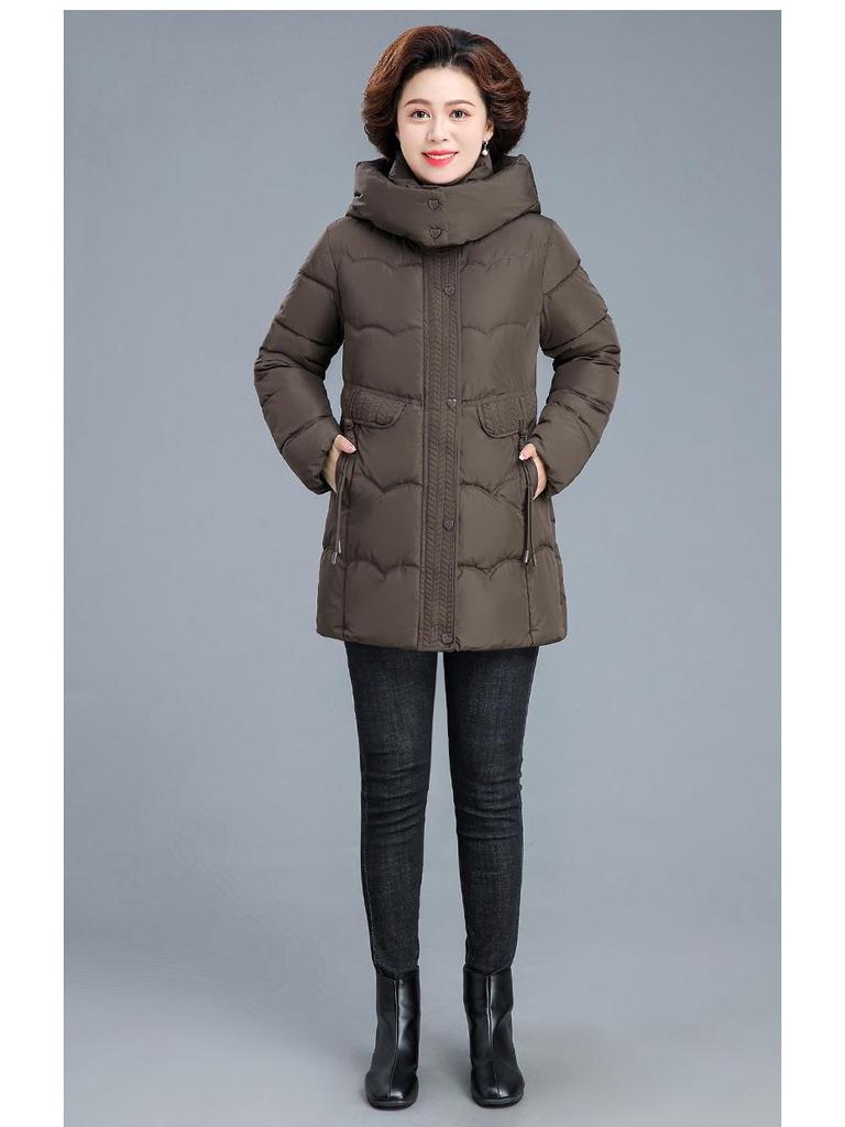 2025 Mid-Length Cotton Padded Jacket: Warm Winter Coat for Middle-Aged & Elderly Women