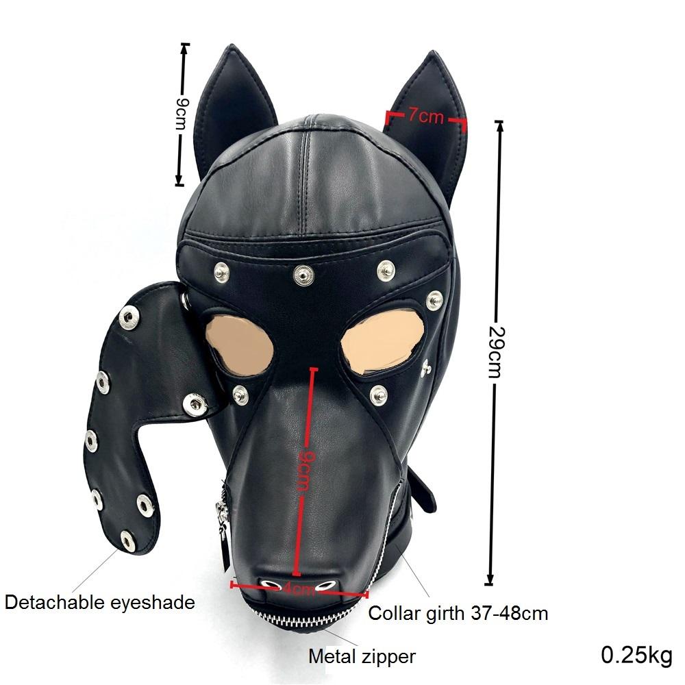 Hot Soft Leather Bondage Dog Head Hood Headgear Face Mask Detachable Eyepatch Adult Slave BDSM Bed Sex Games Toy 4 Color